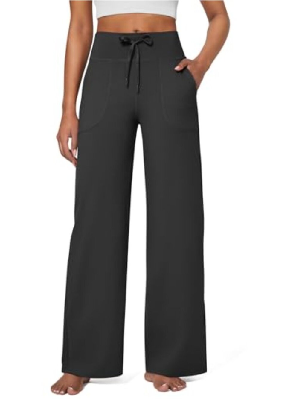 Wide Leg Yoga Sweatpants High Waisted Drawstring Active Pants